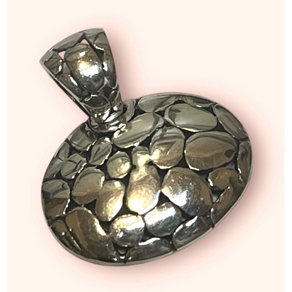 Solid Sterling 925 Silver Cobblestone Snakeskin T… - image 1